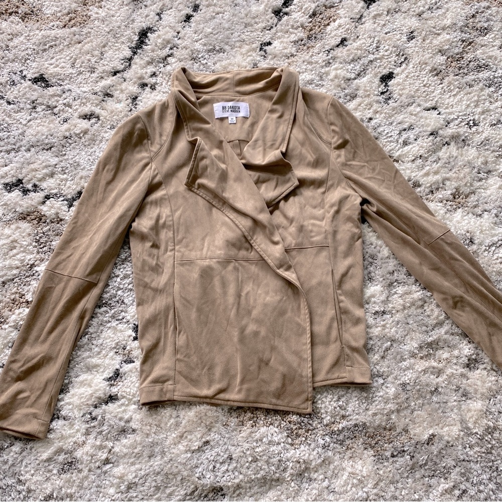Suede Drape Front Jacket